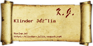 Klinder Júlia névjegykártya